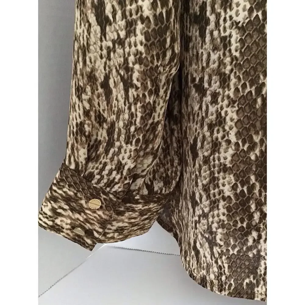 MICHAEL KORS animal snake print sleeveless cowl neck blouse long sleeve Size 4 - Picture 7 of 8